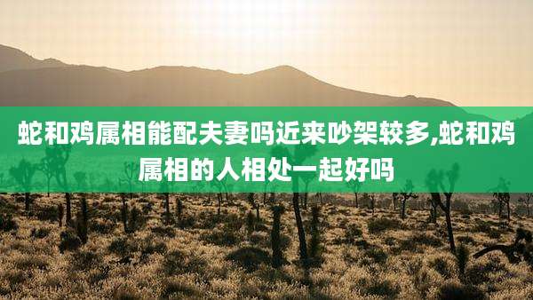 蛇和鸡属相能配夫妻吗近来吵架较多,蛇和鸡属相的人相处一起好吗
