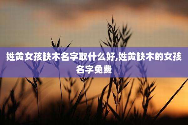 姓黄女孩缺木名字取什么好,姓黄缺木的女孩名字免费
