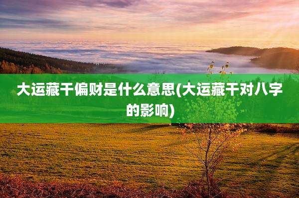 大运藏干偏财是什么意思(大运藏干对八字的影响)