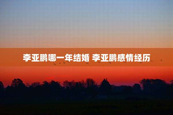 李亚鹏哪一年结婚 李亚鹏感情经历
