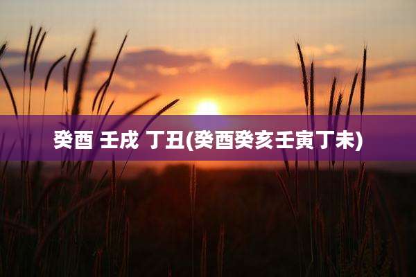 癸酉 壬戌 丁丑(癸酉癸亥壬寅丁未)