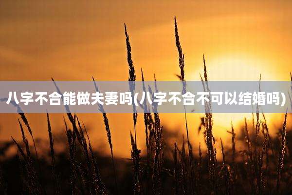 八字不合能做夫妻吗(八字不合不可以结婚吗)