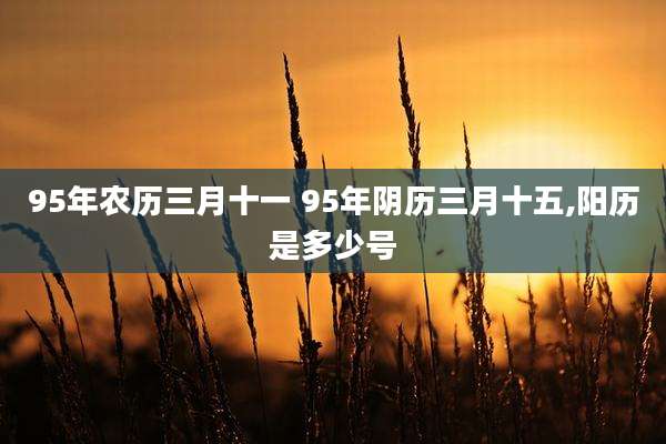 95年农历三月十一 95年阴历三月十五,阳历是多少号