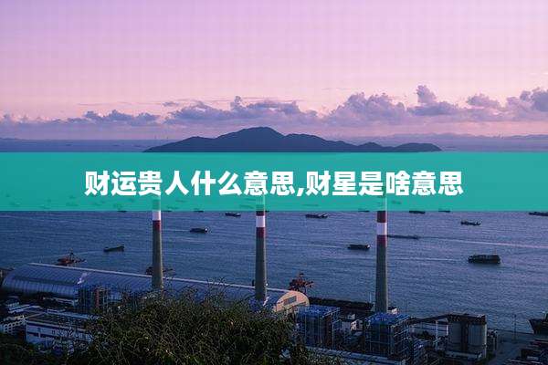 财运贵人什么意思,财星是啥意思