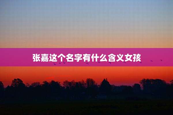 张嘉这个名字有什么含义女孩
