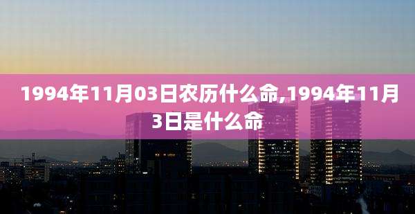 1994年11月03日农历什么命,1994年11月3日是什么命