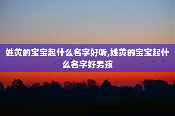 姓黄的宝宝起什么名字好听,姓黄的宝宝起什么名字好男孩