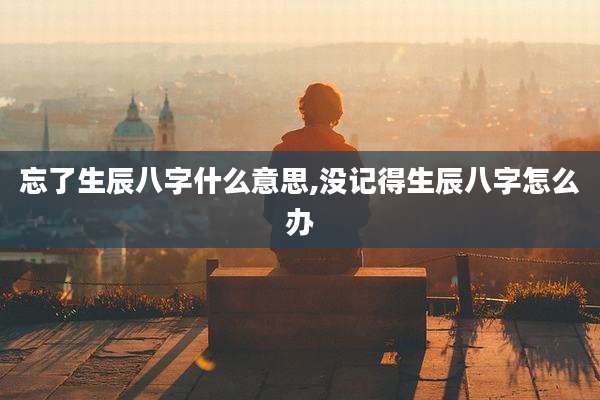 忘了生辰八字什么意思,没记得生辰八字怎么办