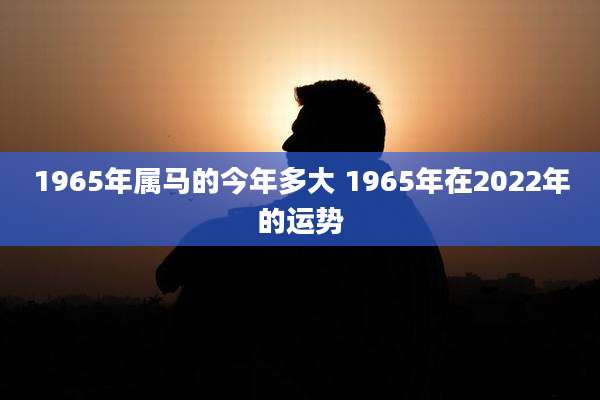 1965年属马的今年多大 1965年在2022年的运势
