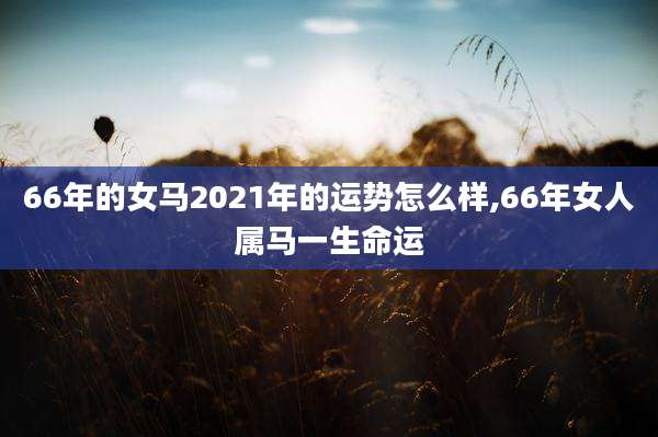 66年的女马2021年的运势怎么样,66年女人属马一生命运
