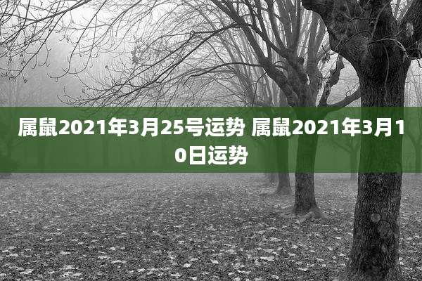 属鼠2021年3月25号运势 属鼠2021年3月10日运势