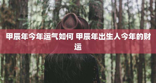 甲辰年今年运气如何 甲辰年出生人今年的财运
