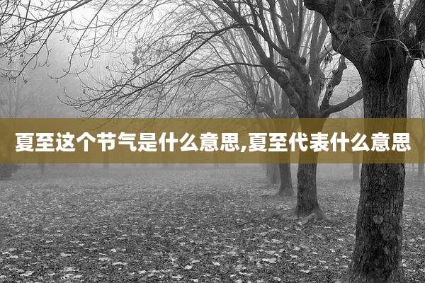 夏至这个节气是什么意思,夏至代表什么意思