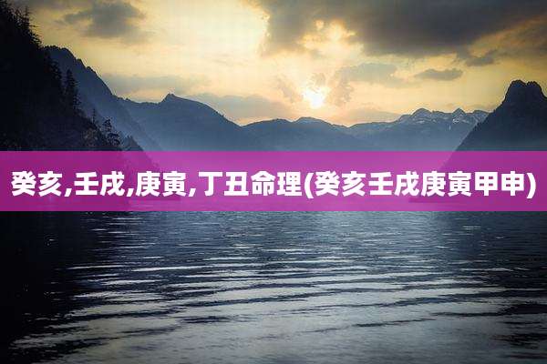 癸亥,壬戌,庚寅,丁丑命理(癸亥壬戌庚寅甲申)