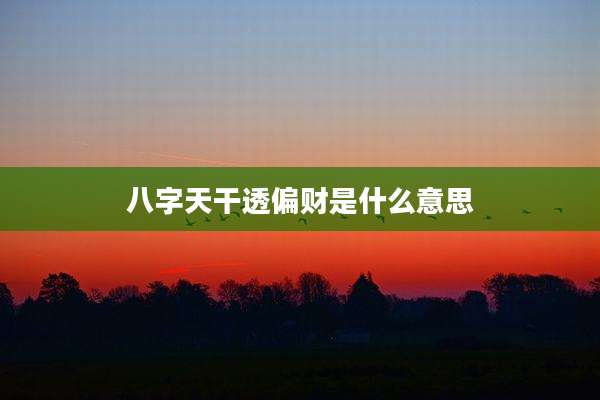 八字天干透偏财是什么意思