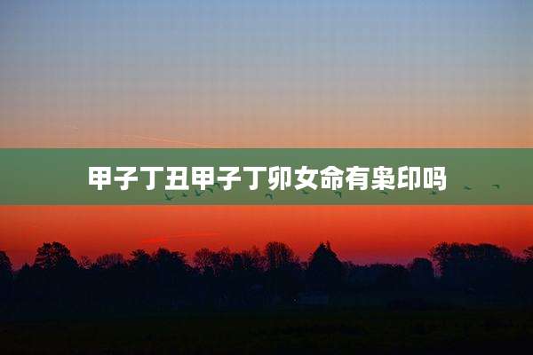 甲子丁丑甲子丁卯女命有枭印吗