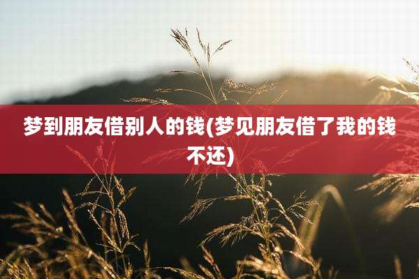 梦到朋友借别人的钱(梦见朋友借了我的钱不还)