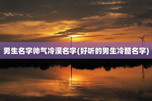 男生名字帅气冷漠名字(好听的男生冷酷名字)
