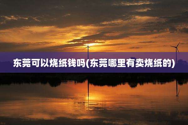 东莞可以烧纸钱吗(东莞哪里有卖烧纸的)