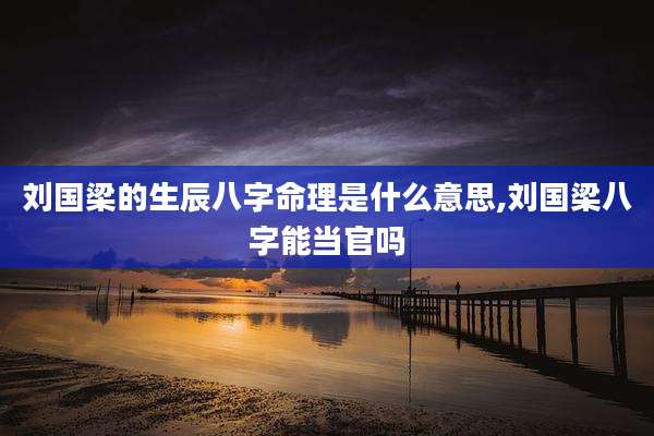 刘国梁的生辰八字命理是什么意思,刘国梁八字能当官吗
