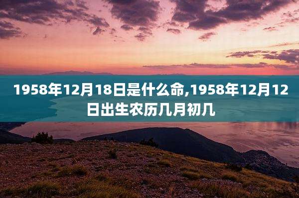 1958年12月18日是什么命,1958年12月12日出生农历几月初几