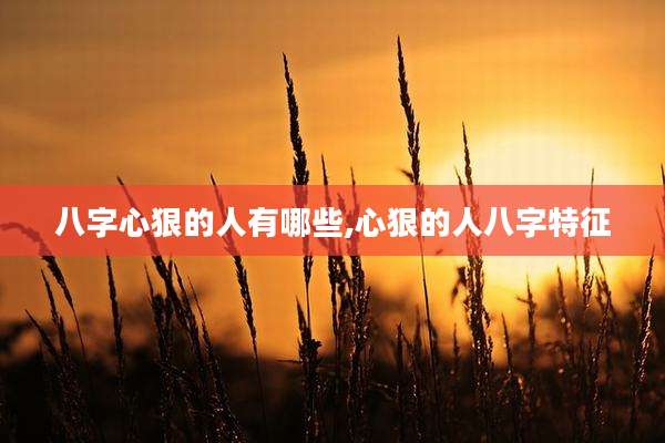 八字心狠的人有哪些,心狠的人八字特征