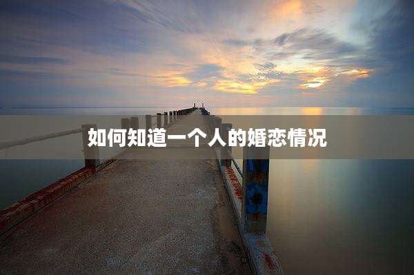 如何知道一个人的婚恋情况