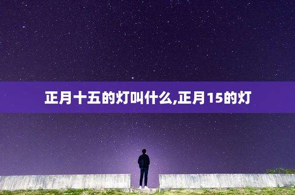 正月十五的灯叫什么,正月15的灯
