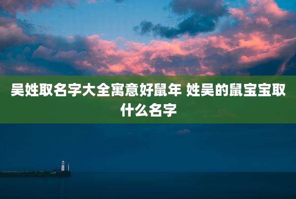 吴姓取名字大全寓意好鼠年 姓吴的鼠宝宝取什么名字