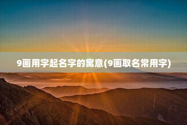 9画用字起名字的寓意(9画取名常用字)