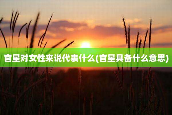 官星对女性来说代表什么(官星具备什么意思)