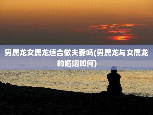 男属龙女属龙适合做夫妻吗(男属龙与女属龙的婚姻如何)