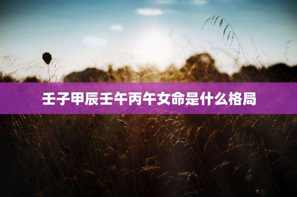 壬子甲辰壬午丙午女命是什么格局