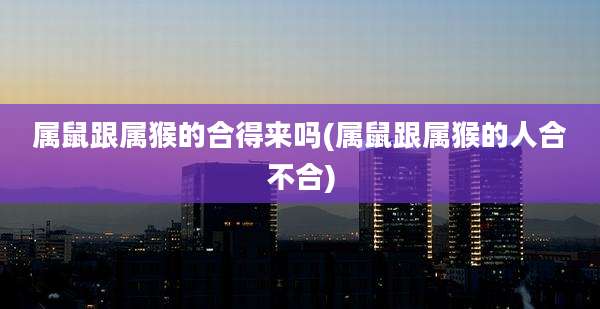 属鼠跟属猴的合得来吗(属鼠跟属猴的人合不合)