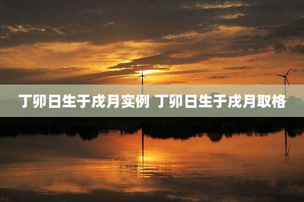 丁卯日生于戌月实例 丁卯日生于戌月取格