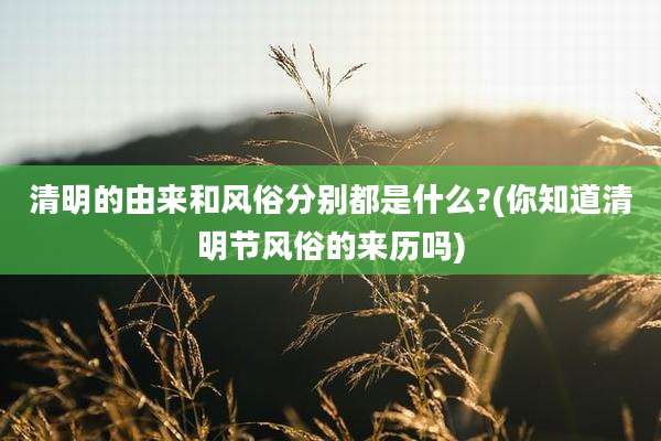 清明的由来和风俗分别都是什么?(你知道清明节风俗的来历吗)
