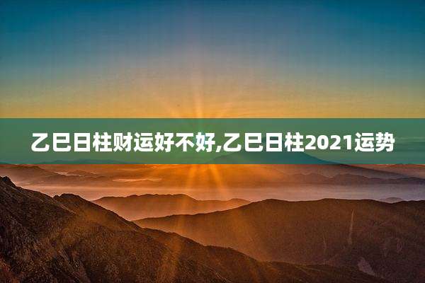 乙巳日柱财运好不好,乙巳日柱2021运势