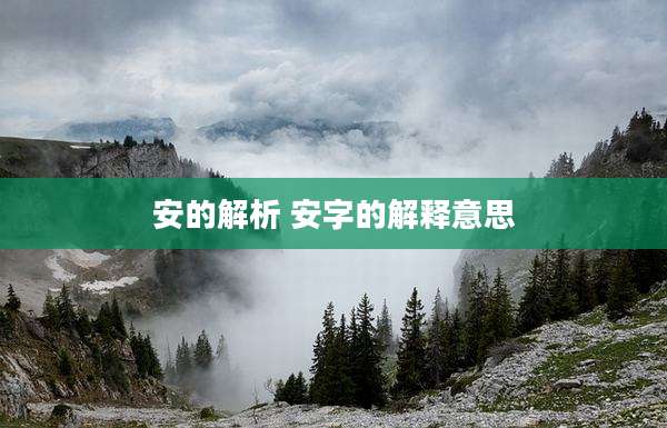 安的解析 安字的解释意思