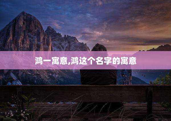 鸿一寓意,鸿这个名字的寓意