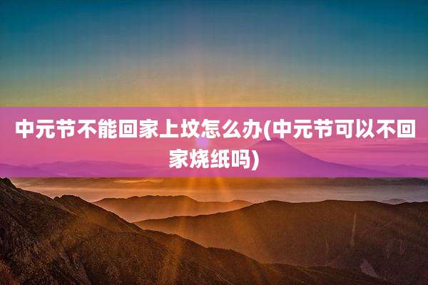 中元节不能回家上坟怎么办(中元节可以不回家烧纸吗)