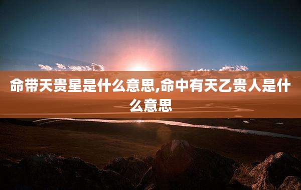 命带天贵星是什么意思,命中有天乙贵人是什么意思