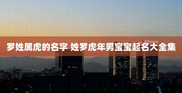 罗姓属虎的名字 姓罗虎年男宝宝起名大全集
