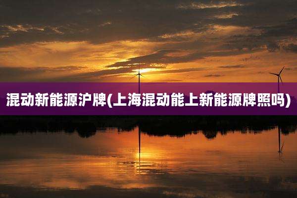 混动新能源沪牌(上海混动能上新能源牌照吗)