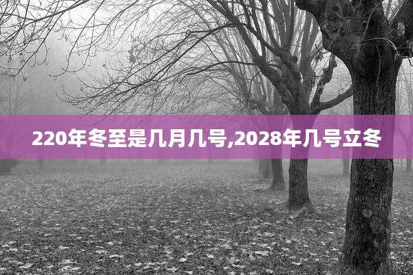 220年冬至是几月几号,2028年几号立冬