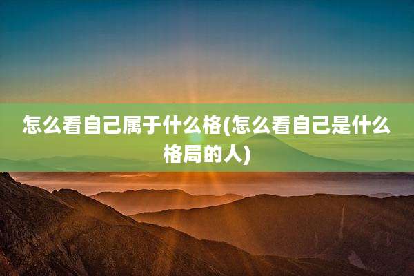 怎么看自己属于什么格(怎么看自己是什么格局的人)