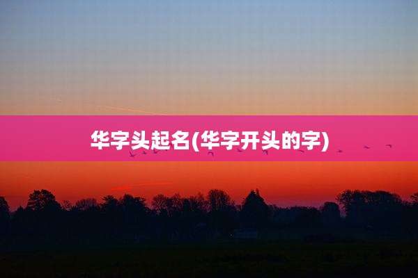 华字头起名(华字开头的字)