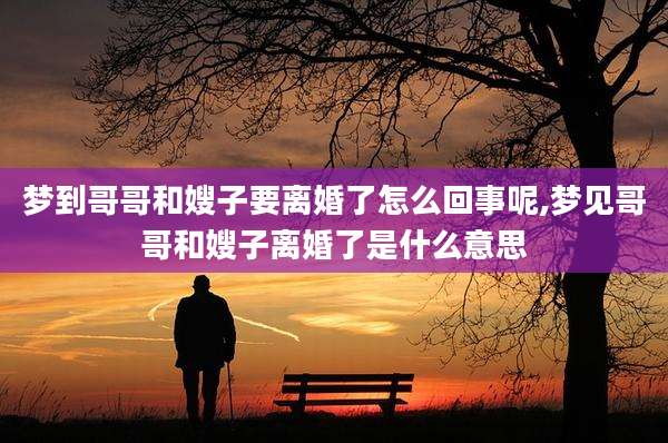 梦到哥哥和嫂子要离婚了怎么回事呢,梦见哥哥和嫂子离婚了是什么意思