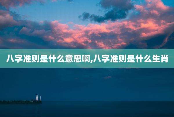 八字准则是什么意思啊,八字准则是什么生肖