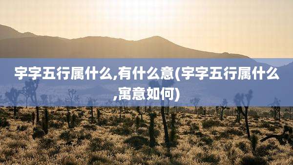 宇字五行属什么,有什么意(宇字五行属什么,寓意如何)
