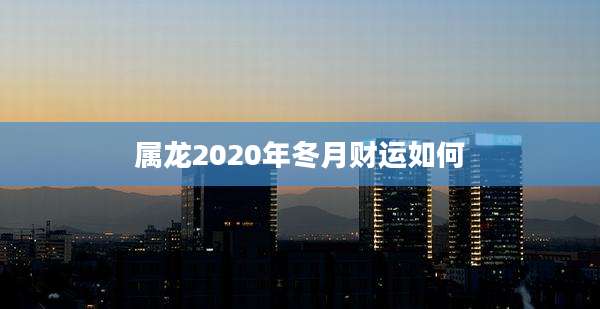 属龙2020年冬月财运如何